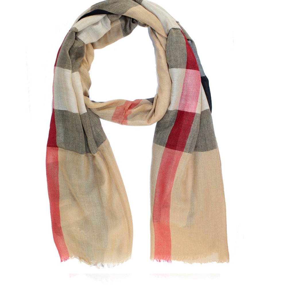 Burberry Scarf Giant Check Gauze - Modal Cashmere Silk Shawl
